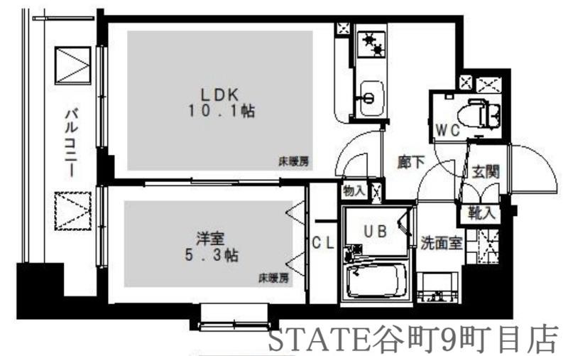ラムール難波西(1LDK/8階)の間取り写真