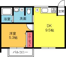 メゾンえん(1DK/2階)の間取り写真