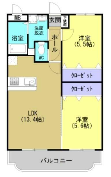 ユーミーシャルマン(2LDK/2階)の間取り写真