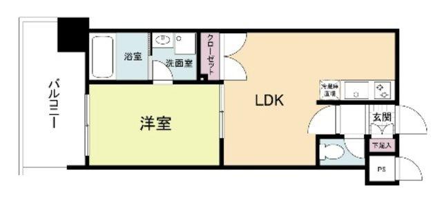 レジディア薬院大通(1LDK/6階)の間取り写真