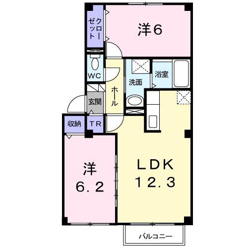 ヴィラチェリオ(2LDK/2階)の間取り写真