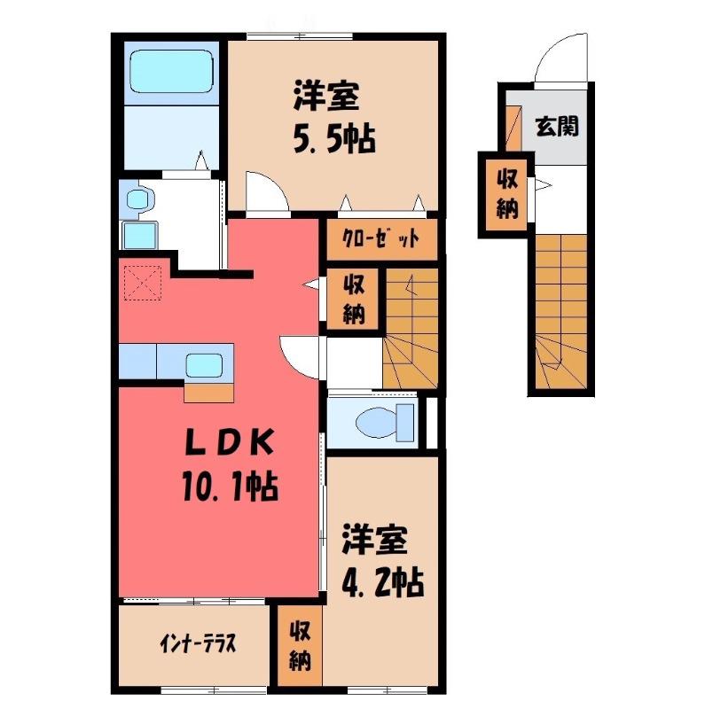 高崎市上小鳥町N様アパート工事(2LDK/2階)の間取り写真