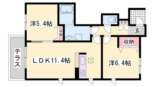ファミール桜 C棟(2LDK/1階)の間取り写真