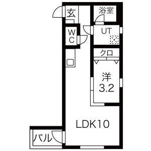 NEO港楽(1LDK/1階)の間取り写真