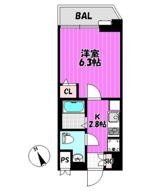 フランボアーズ元代々木町(1K/3階)の間取り写真