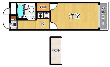 フルーク美鈴(1K/2階)の間取り写真