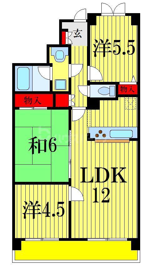 LEO拾八番館(3LDK/4階)の間取り写真