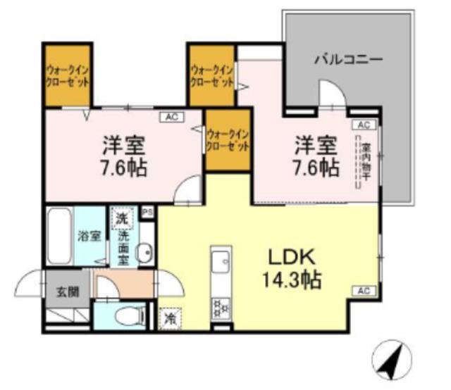 SERENE TERA(2LDK/2階)の間取り写真