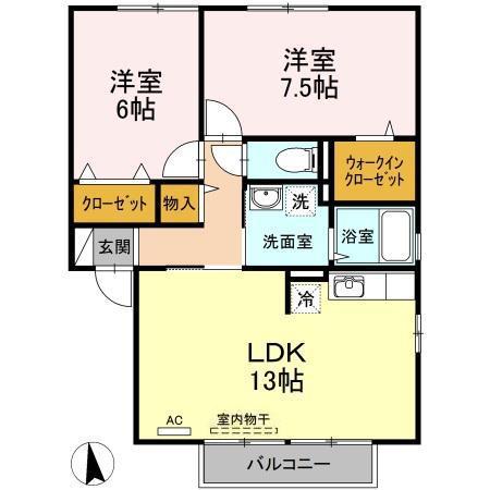 ガーデンスクエア(2LDK/2階)の間取り写真
