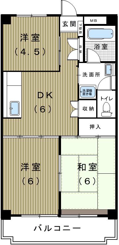 根の上マンション(3DK/4階)の間取り写真
