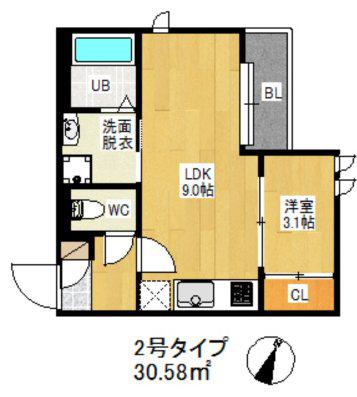 REGALEST香椎(1LDK/1階)の間取り写真