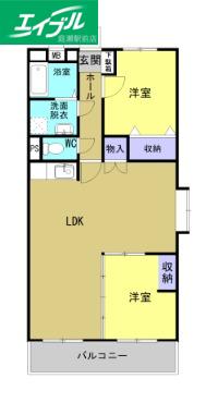 アンティム(2LDK/3階)の間取り写真