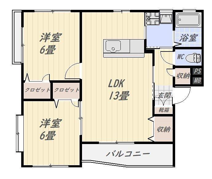 レスタージュ(2LDK/2階)の間取り写真