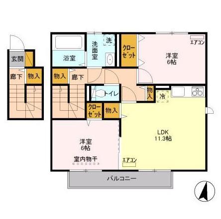 メビウスB(3LDK/2階)の間取り写真