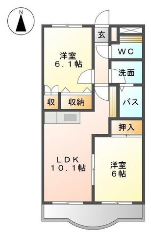 リファインドパレス(2LDK/1階)の間取り写真