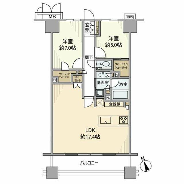プレシス東京湊 THE RESIDENCEプレシス東京湊 ザ レジデ(2LDK/2階)の間取り写真