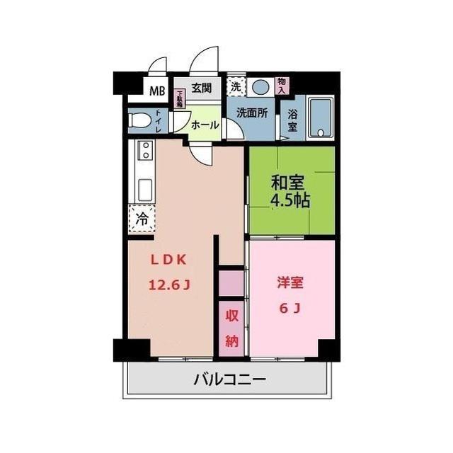 花見屋第二ビル(2LDK/9階)の間取り写真