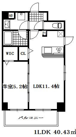 プレシオッソ 神戸(1LDK/5階)の間取り写真