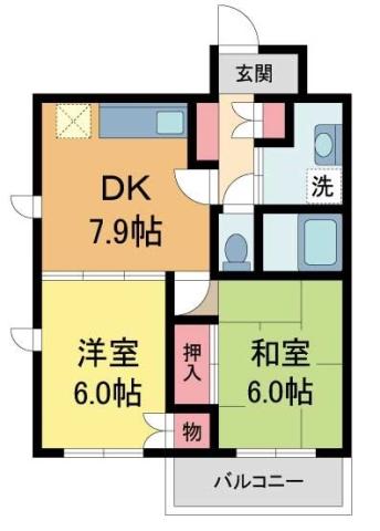 サングレイス(2DK/3階)の間取り写真