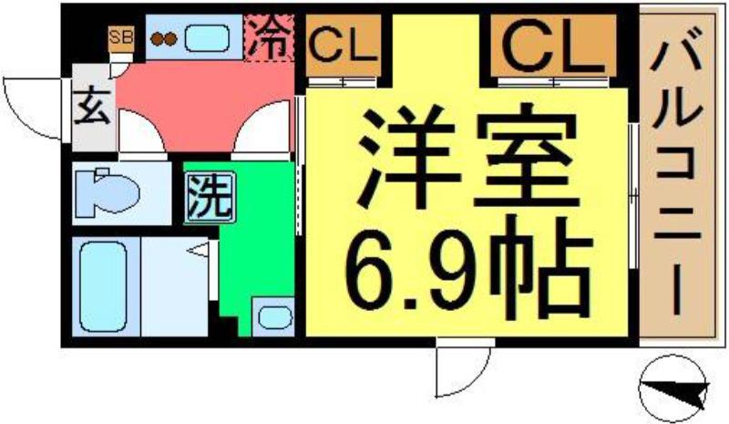 リブリ・サンライズ新小岩(1K/3階)の間取り写真