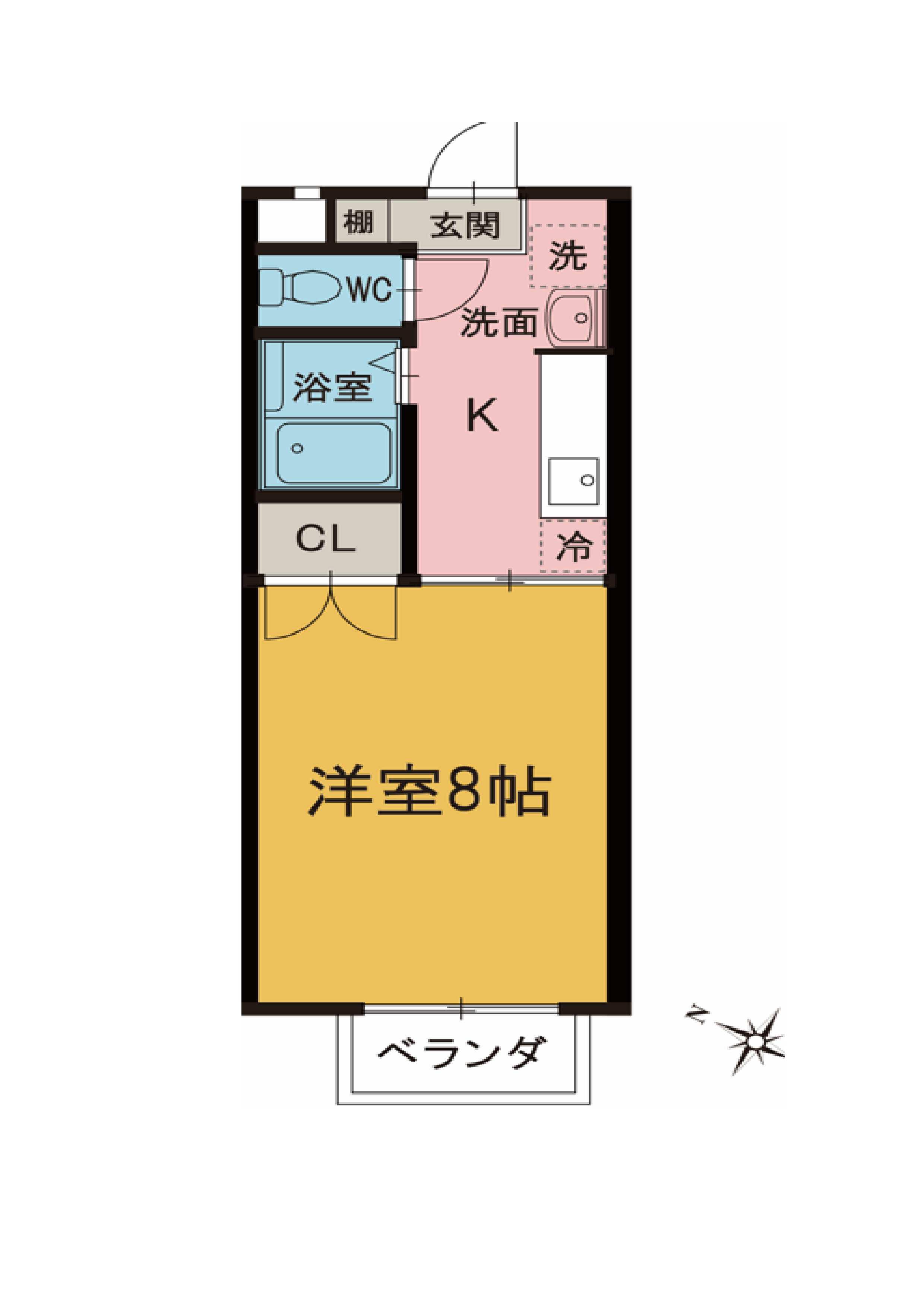 エルピス古見(1K/2階)の間取り写真