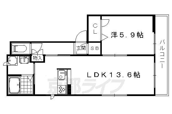 LA CASA BREZZA(1LDK/3階)の間取り写真