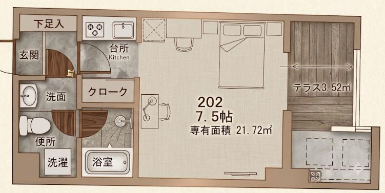サンハイム(1K/2階)の間取り写真