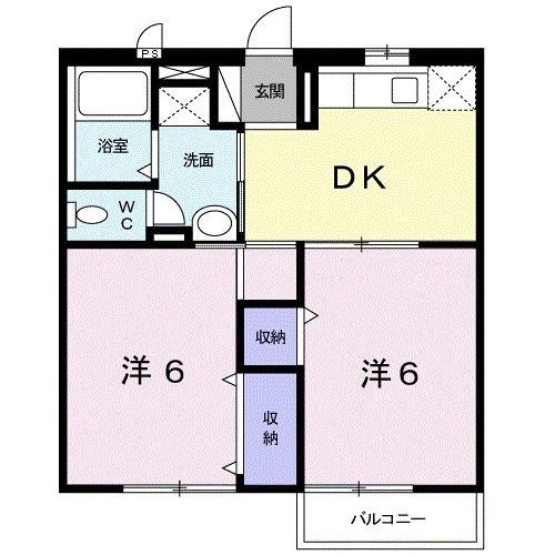 ANNEX I(2DK/2階)の間取り写真