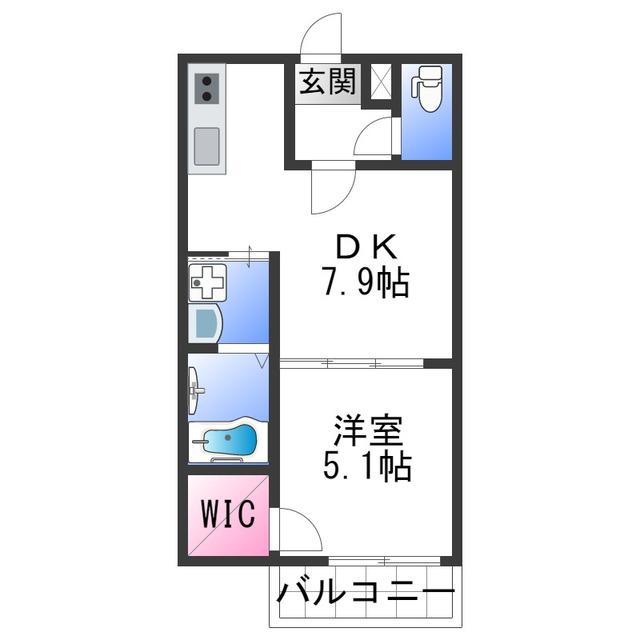 フジパレス吹屋町ノース(1DK/2階)の間取り写真