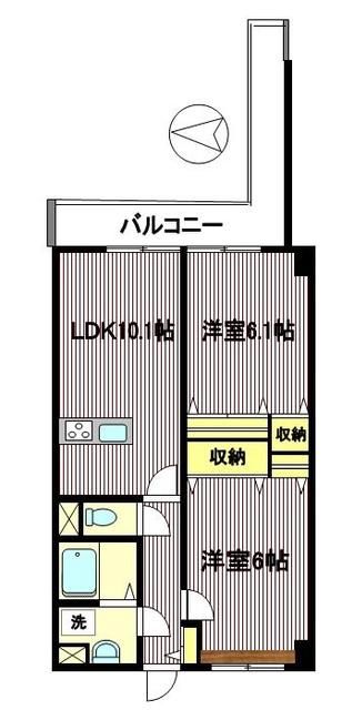 ヴィクトワール(2LDK/5階)の間取り写真