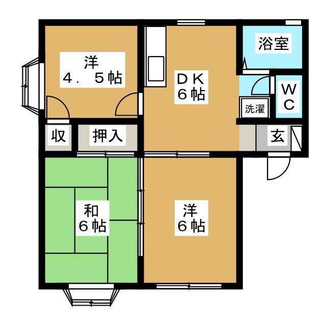 ホシノハウス(3DK/1階)の間取り写真