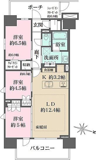 ザ・パークハウス亀戸九丁目(3LDK/10階)の間取り写真