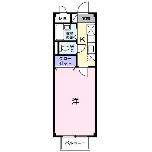 メゾンサンスカイB(1K/1階)の間取り写真