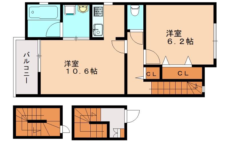 PAX K(1LDK/3階)の間取り写真
