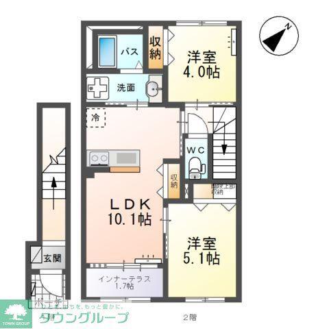 小田原8丁目アパート(2LDK/2階)の間取り写真