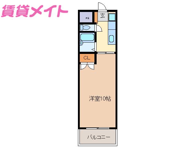 エルフィン(1K/3階)の間取り写真