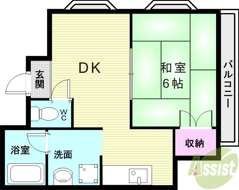 藤マンション(1DK/4階)の間取り写真