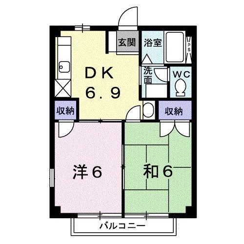 ドマーニA(2DK/1階)の間取り写真