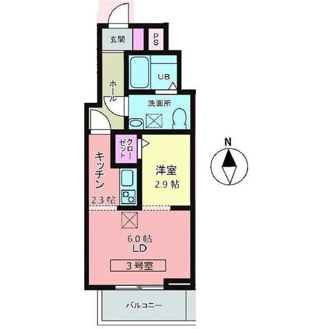 メリディアン川平壱番館(1LDK/3階)の間取り写真