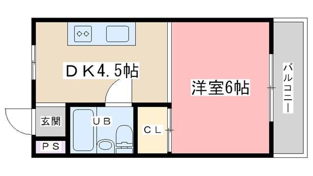 シャトレ森田(1DK/3階)の間取り写真