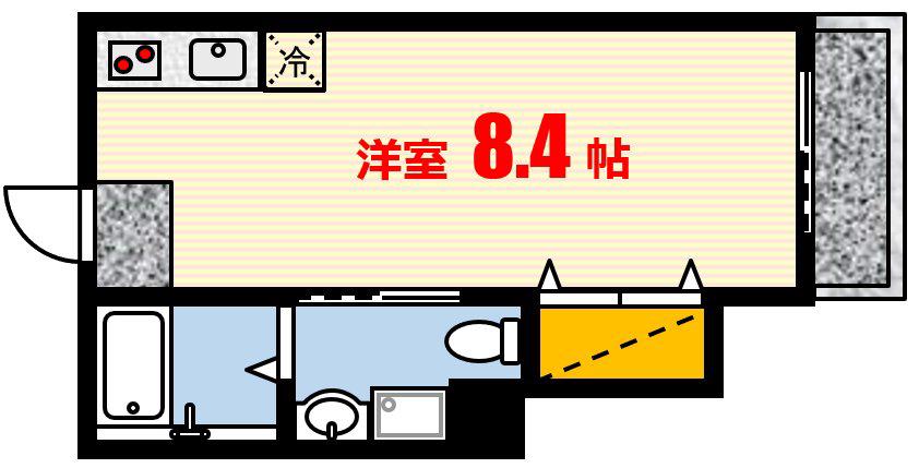 尾長東アパートD棟(ワンルーム/1階)の間取り写真