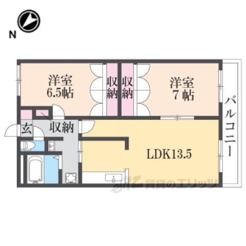 バローゼ5(2LDK/1階)の間取り写真