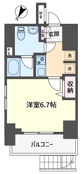 プレールドゥーク西横浜(1K/3階)の間取り写真