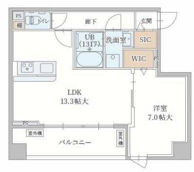 LE MOBI 天神橋(1LDK/7階)の間取り写真