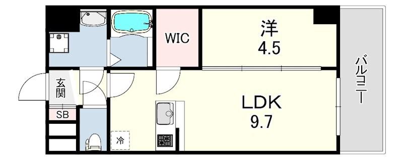 ソルテラスKOBE(1LDK/14階)の間取り写真