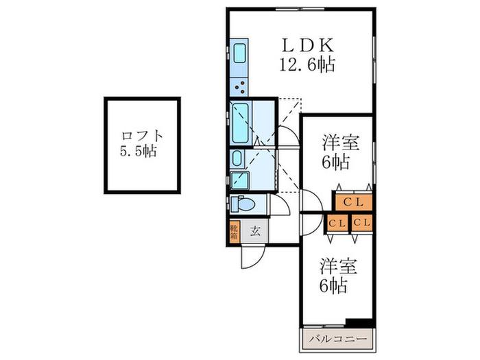 京都グランデII番館(2LDK/3階)の間取り写真
