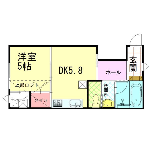 BLOOM(1DK/2階)の間取り写真