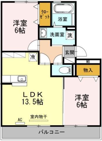 グランパルク(2LDK/3階)の間取り写真