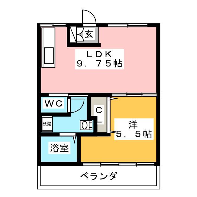 フラワーハイツ(1LDK/1階)の間取り写真