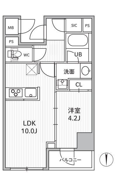 S-RESIDENCE住吉AQUACHT(1LDK/1階)の間取り写真